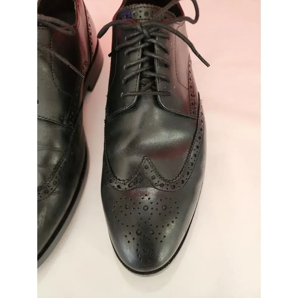 Cole Haan Black leather wingtip Derby shoes mens c24167 grand os mens 9.5 m